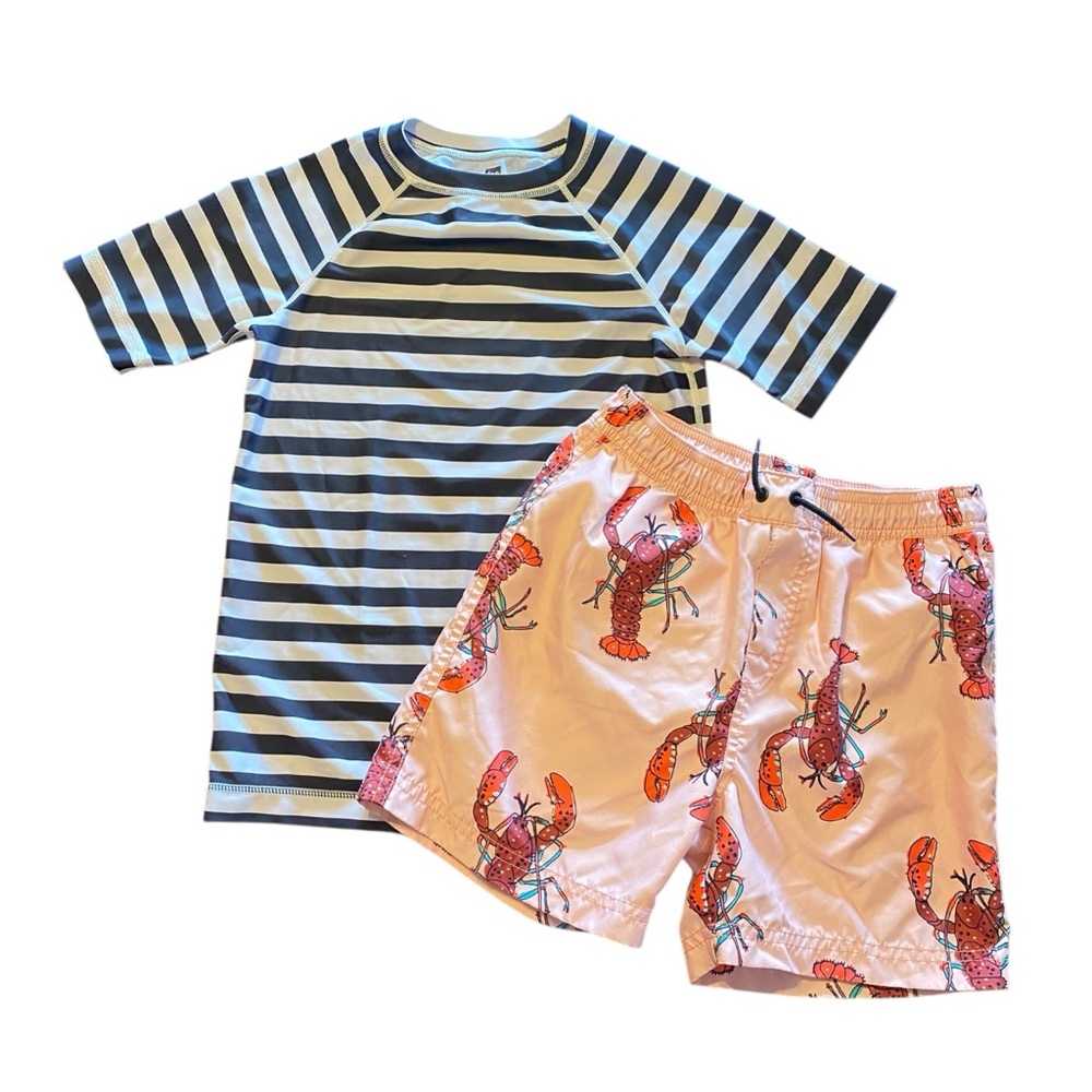 Tea Collection size 10 Swim rashguard and trunks set
